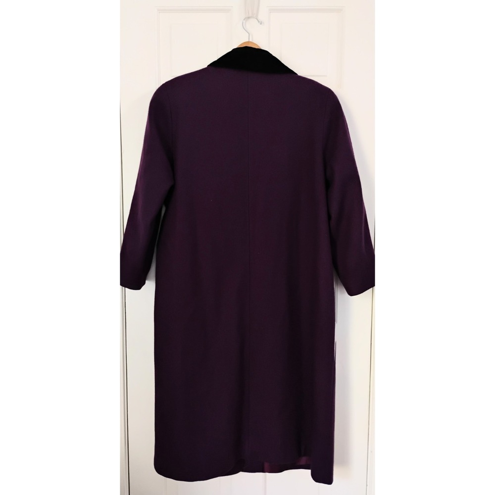 Lady Suzette Wool Blend Coat Womens XL Purple Velvet Collar VTG Long Overcoat - Picture 3 of 9